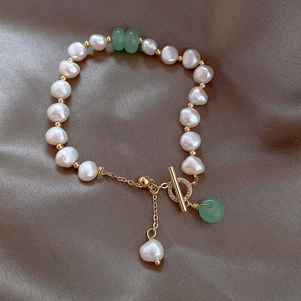 Sidonie | Bracelet Perlé Marin aux Accents Verts
