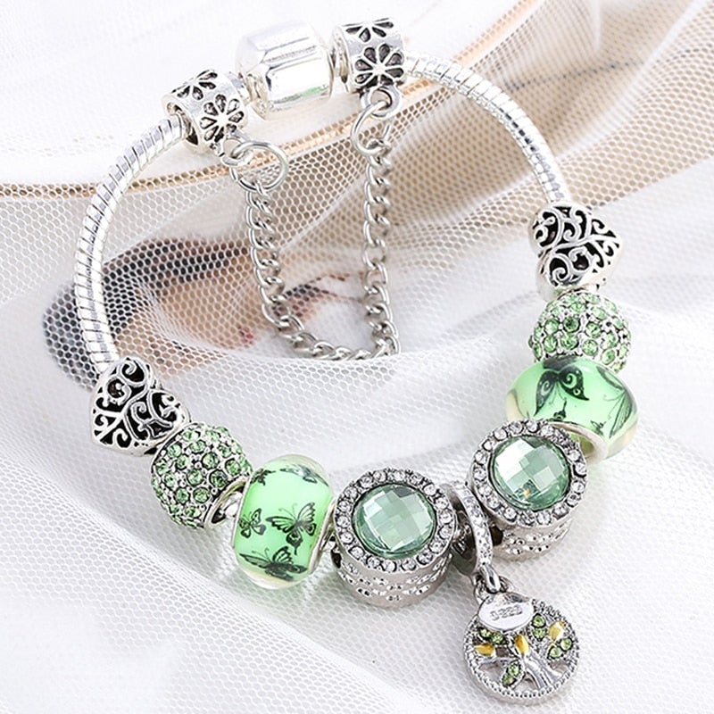 Blandine | Bracelet en Argent Sterling avec Cristal Vert