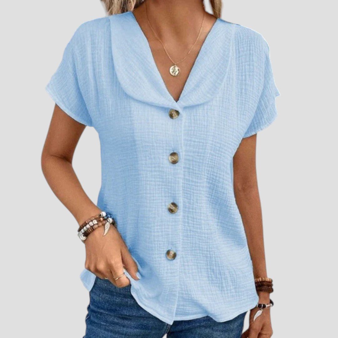 Elena | Blouse en Gaze de Coton à Col Châle