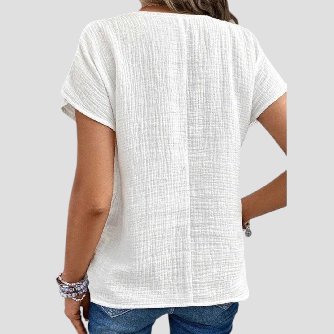 Elena | Blouse en Gaze de Coton à Col Châle