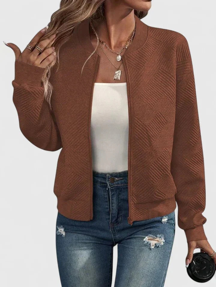 Viviane | Veste Bomber à Texture Géométrique