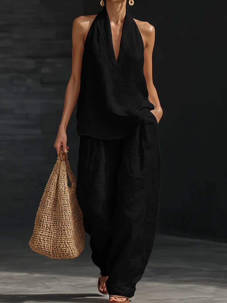Flavie | Ensemble Sans Manches avec Pantalon Large