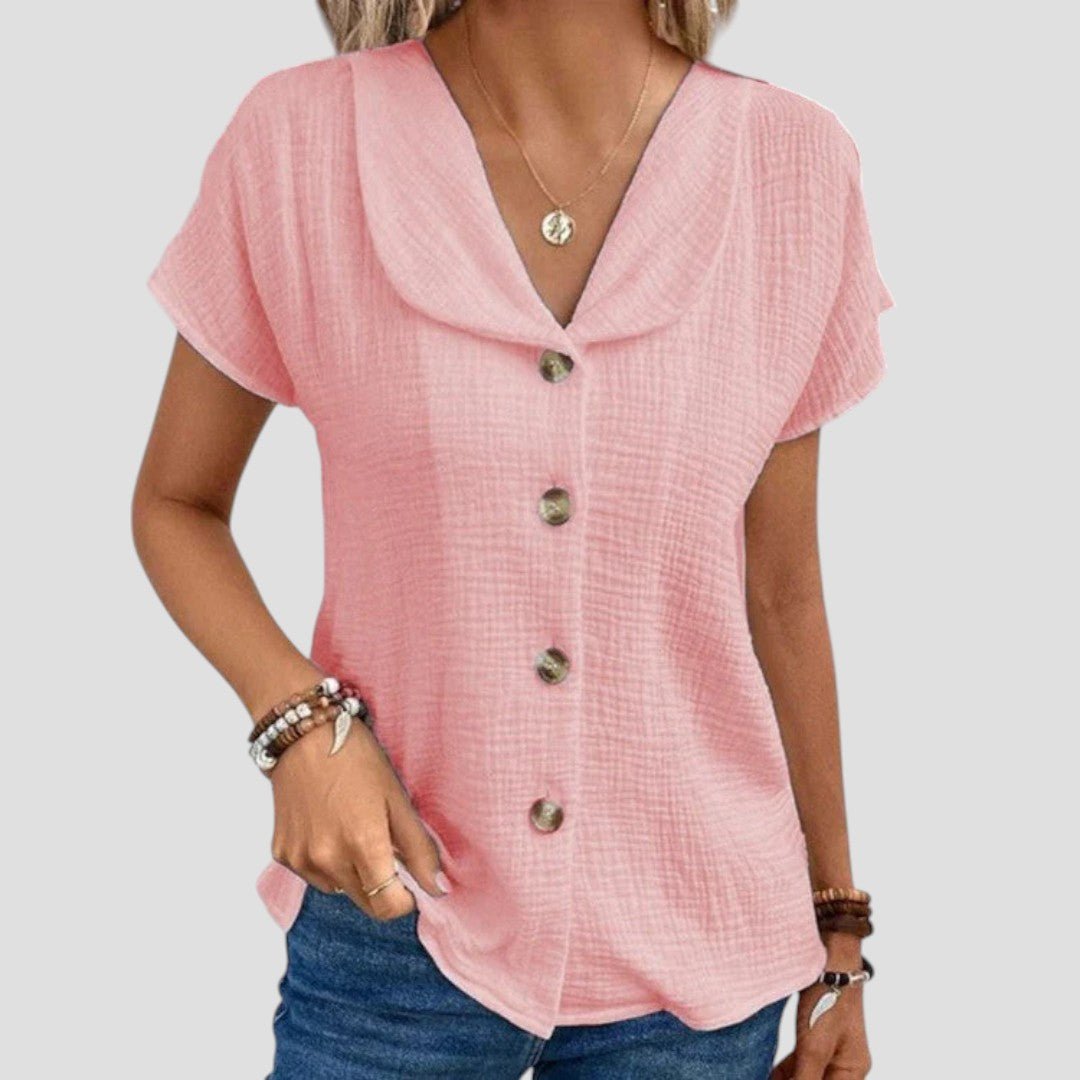 Elena | Blouse en Gaze de Coton à Col Châle