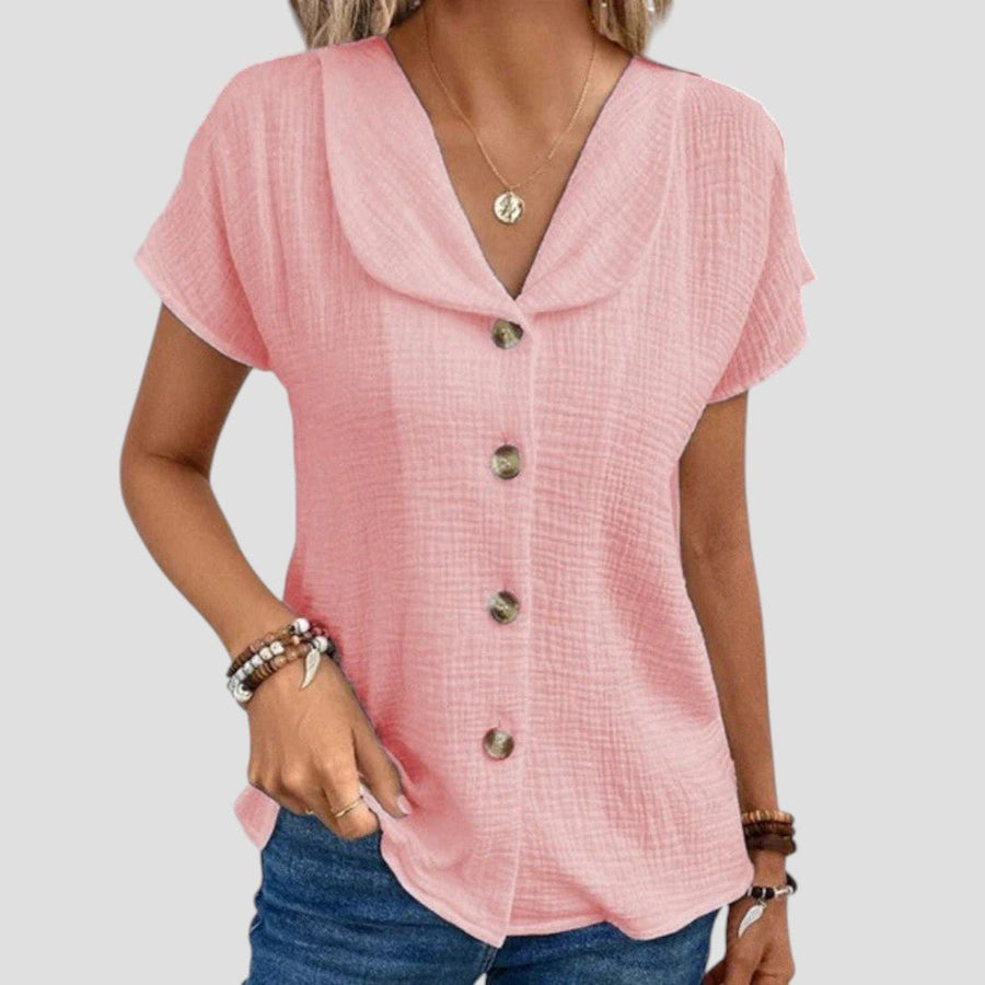 Elena | Blouse en Gaze de Coton à Col Châle