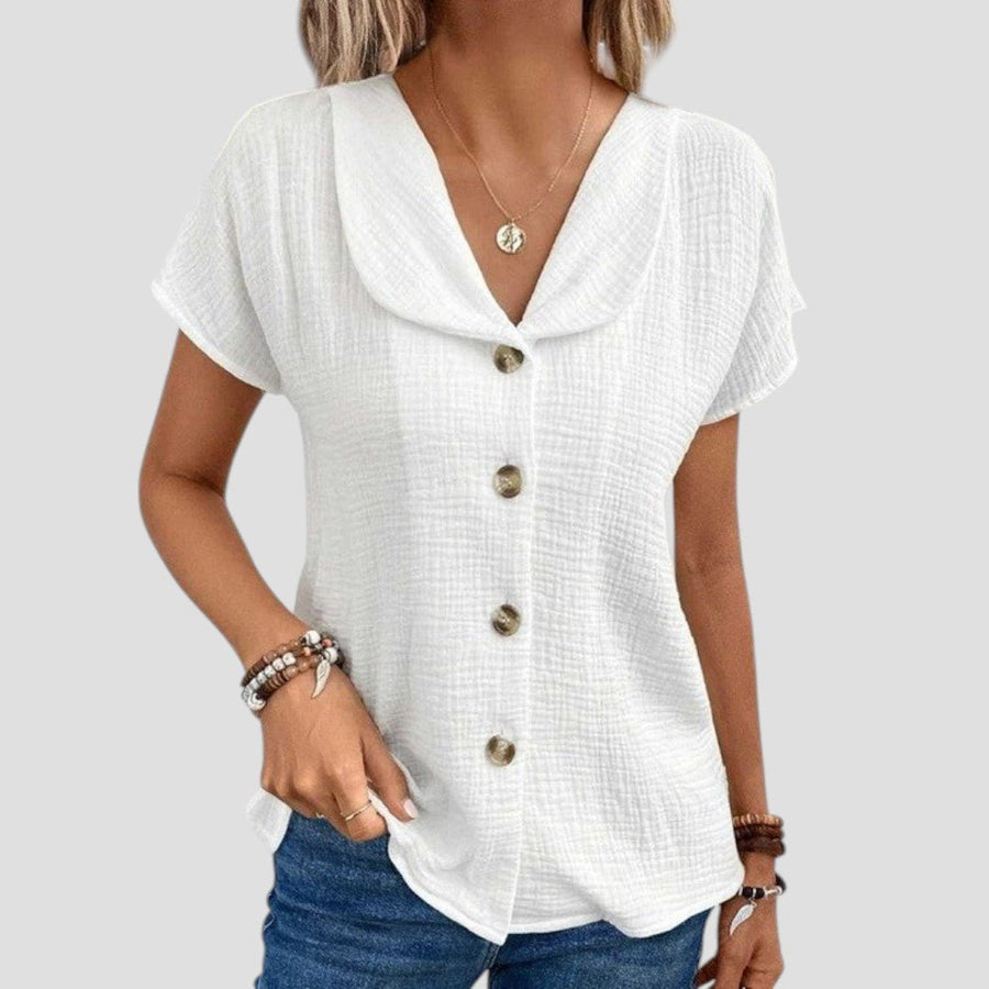 Elena | Blouse en Gaze de Coton à Col Châle