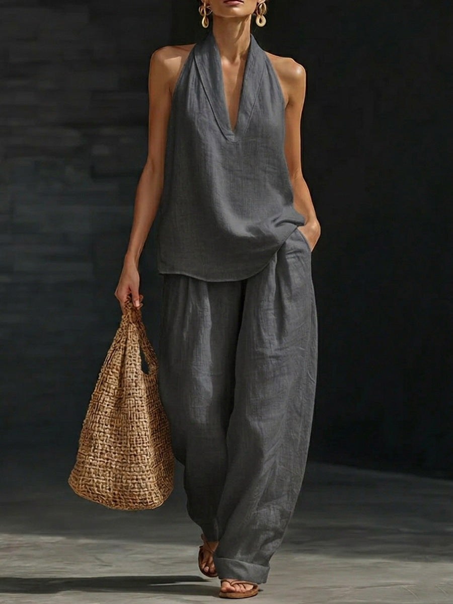 Flavie | Ensemble Sans Manches avec Pantalon Large