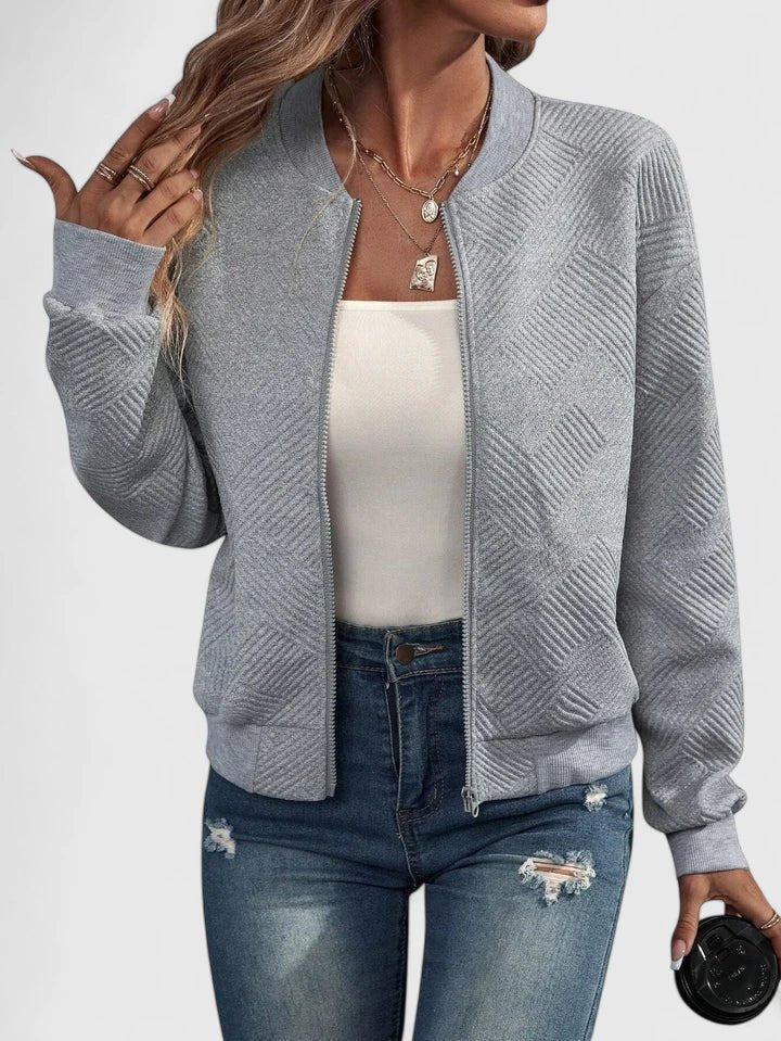 Viviane | Veste Bomber à Texture Géométrique