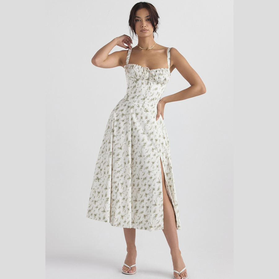 Coraline | Robe Midi Fleurie Flatteuse