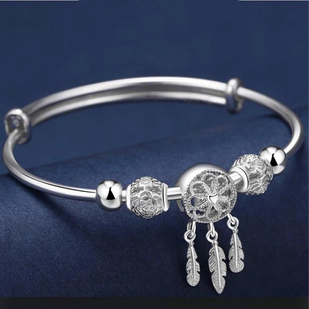 Géraldine | Bracelet Ajustable en Argent Sterling 925 à Triple Feuilles