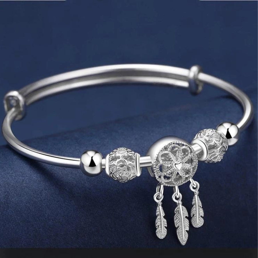 Géraldine | Bracelet Ajustable en Argent Sterling 925 à Triple Feuilles