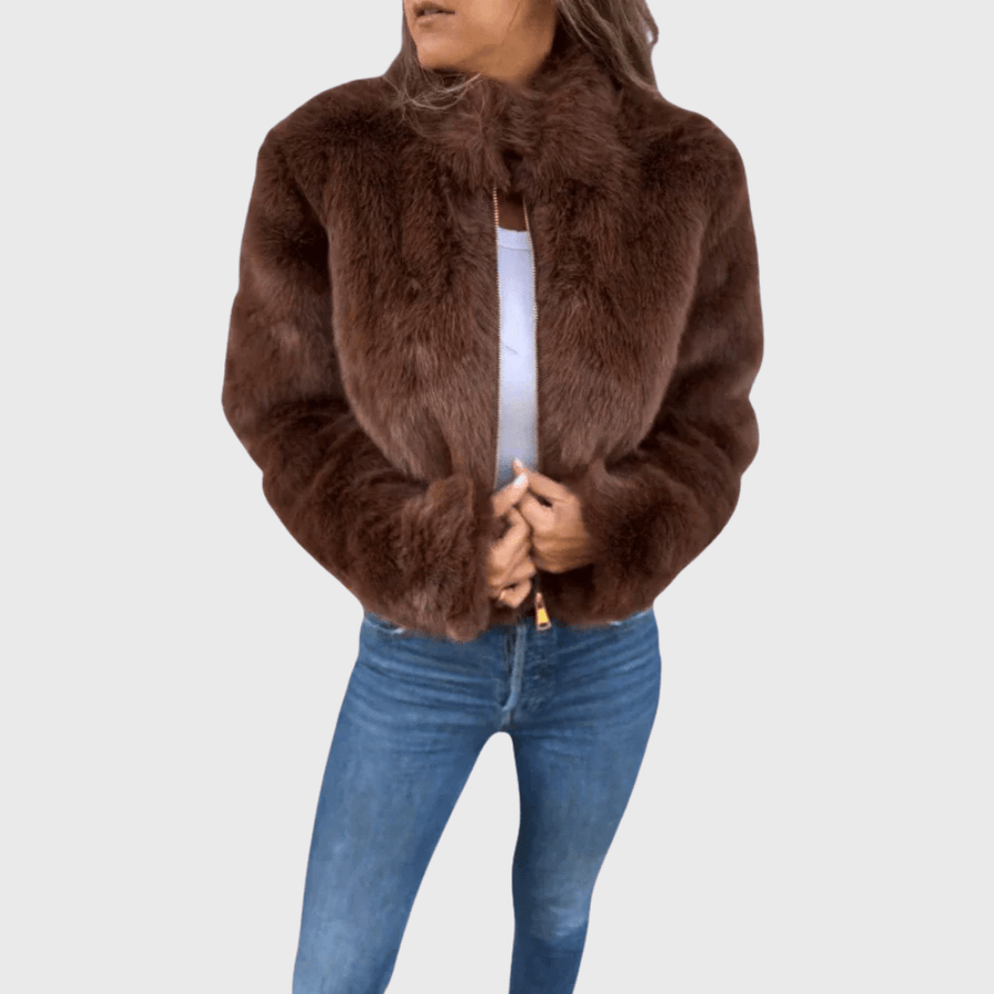 Gisèle | Veste en Fausse Fourrure Zippée