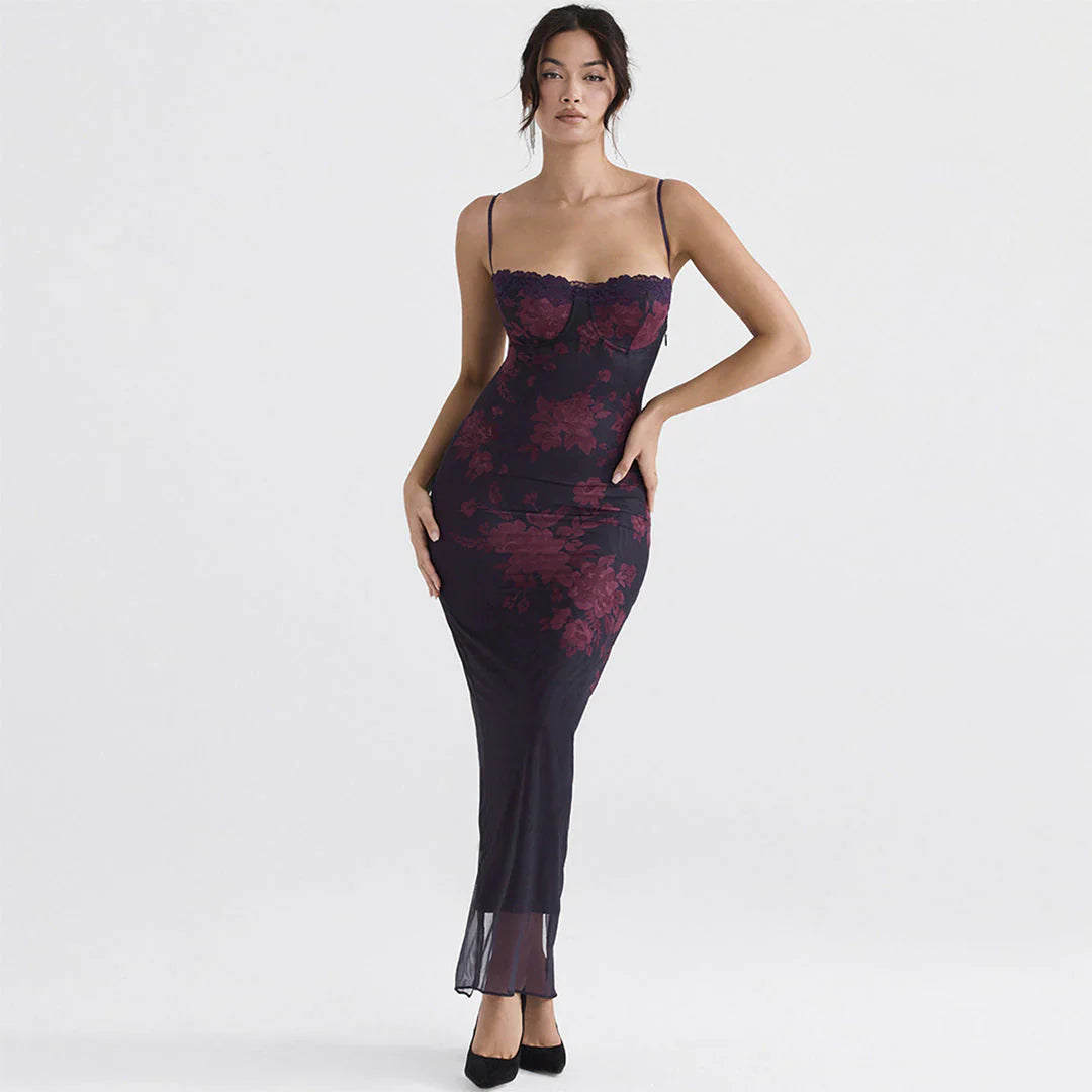 Pénélope | Robe Maxi Rétro à Imprimé Fleuri