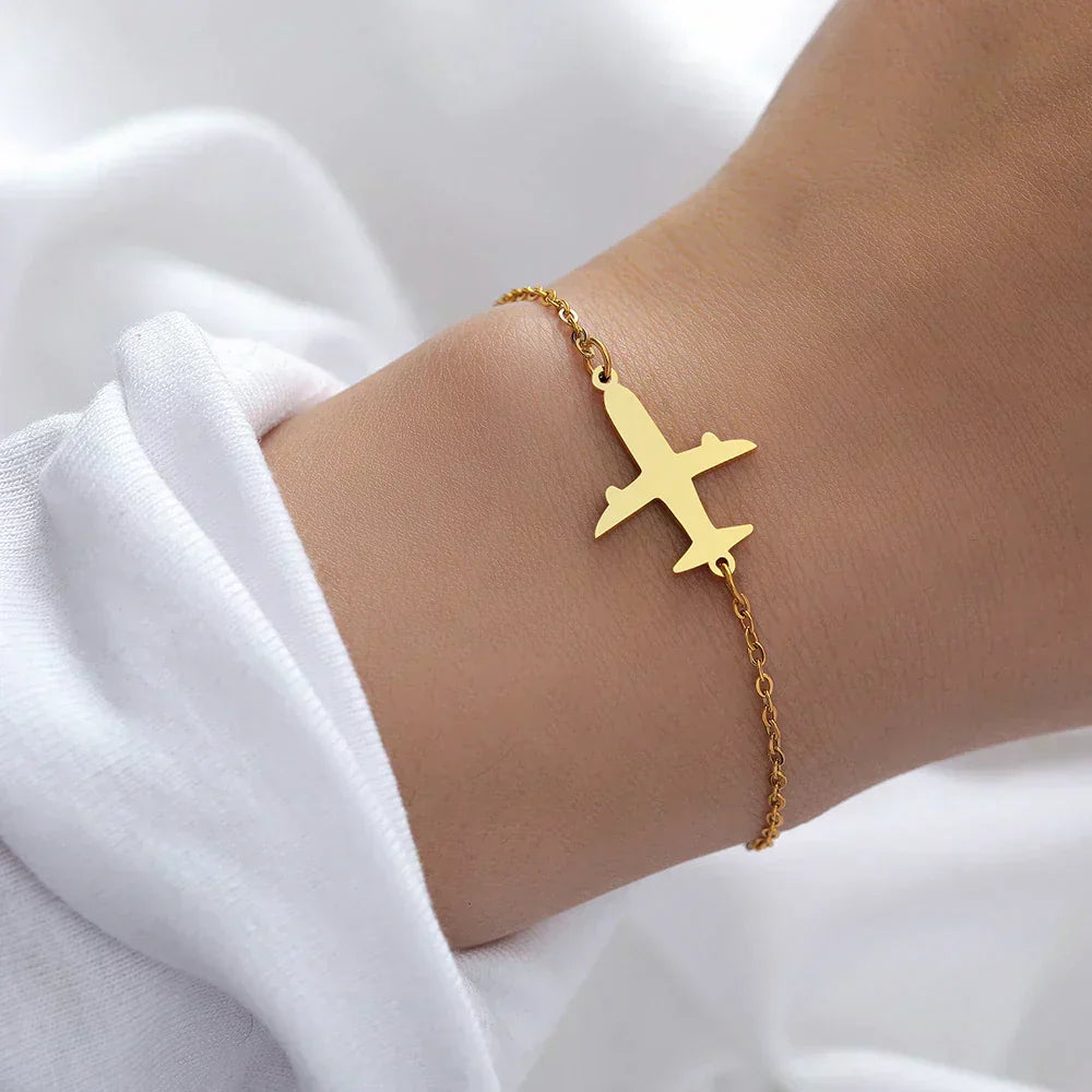Cécile | Bracelet Doré avec Charme Avion