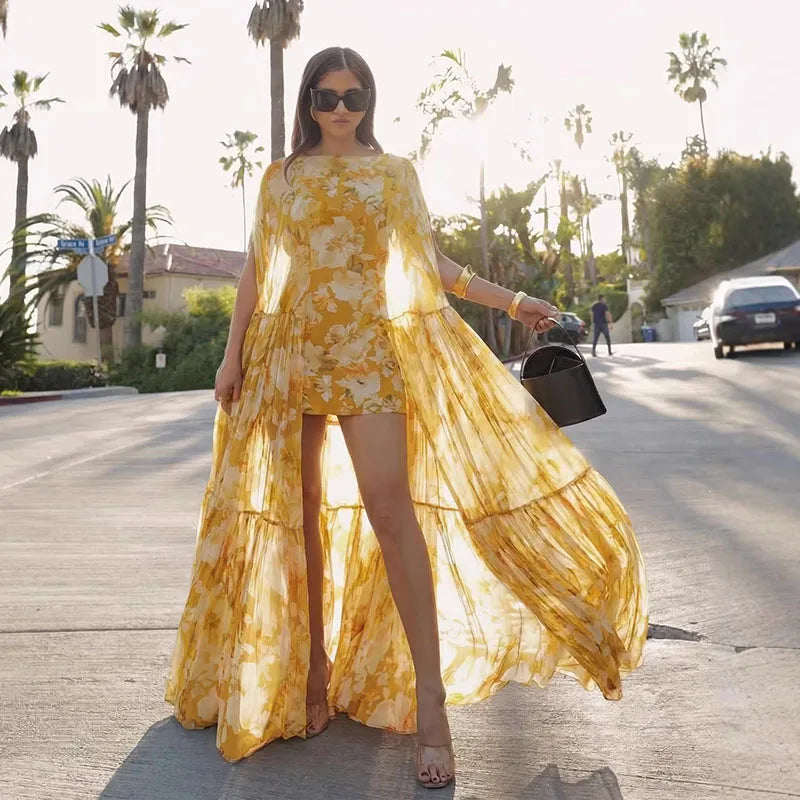 Jade | Robe Maxi avec Effet Cape