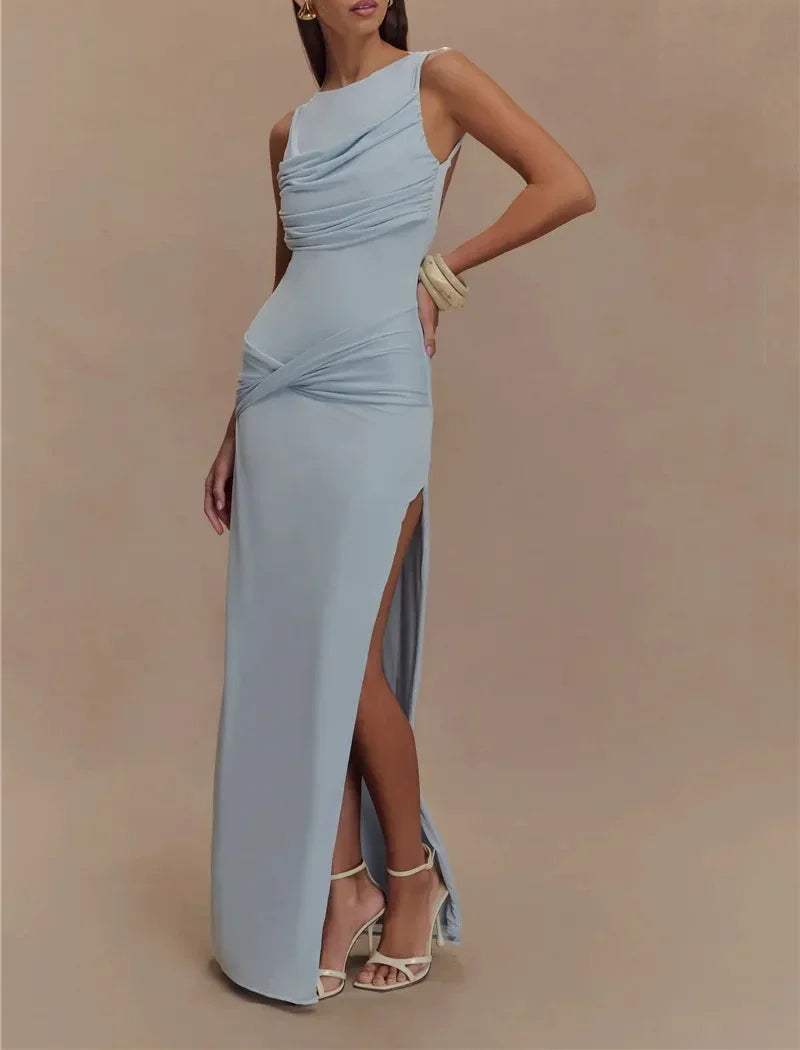 Grace | Robe Longue de Soirée avec Dos Nu et Fente Haute