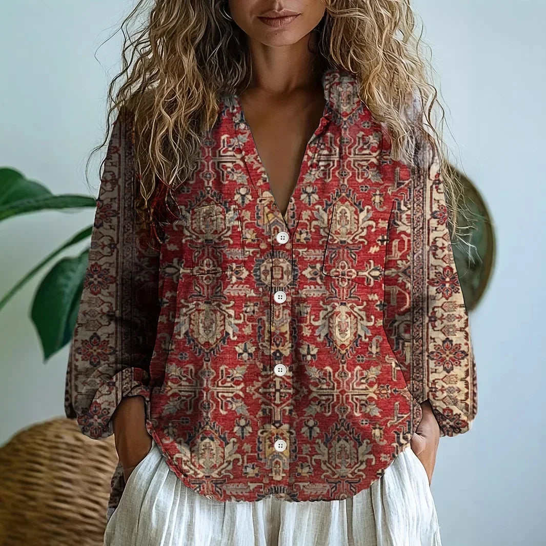 Amandine | Blouse en Lin à Imprimé Libellules