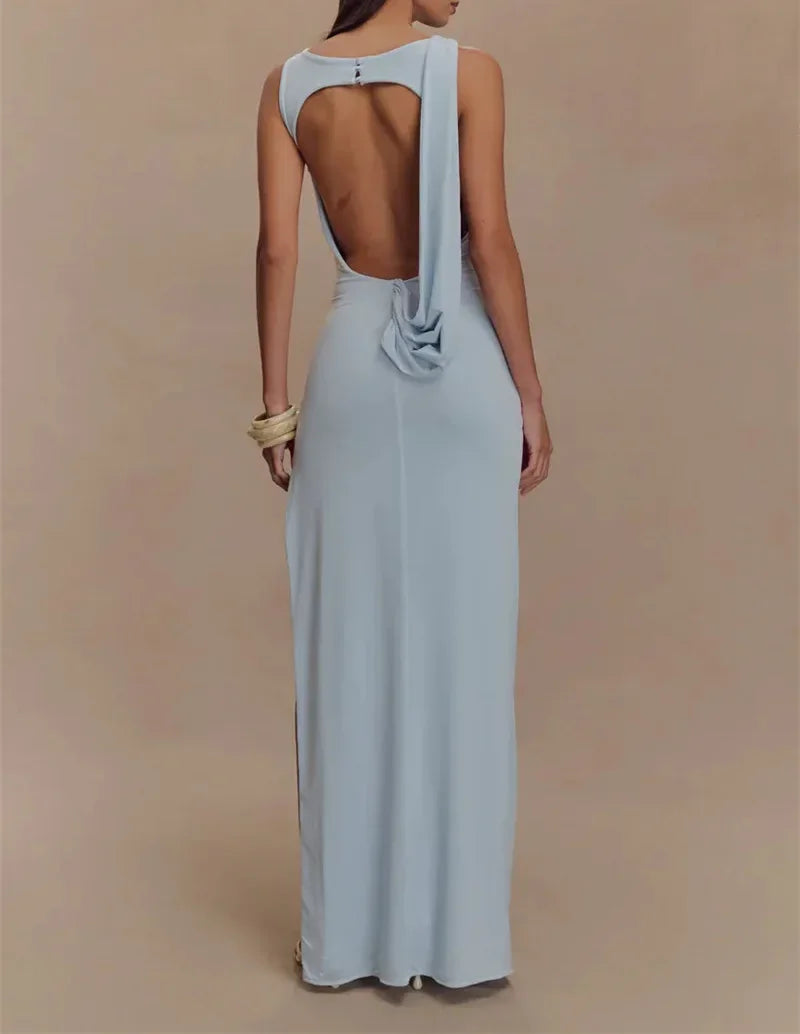 Grace | Robe Longue de Soirée avec Dos Nu et Fente Haute