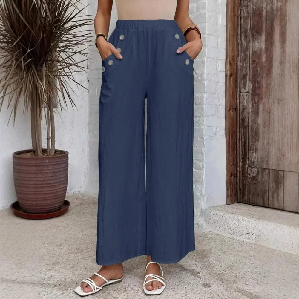 Renée | Pantalon Large à Taille Haute Élastique