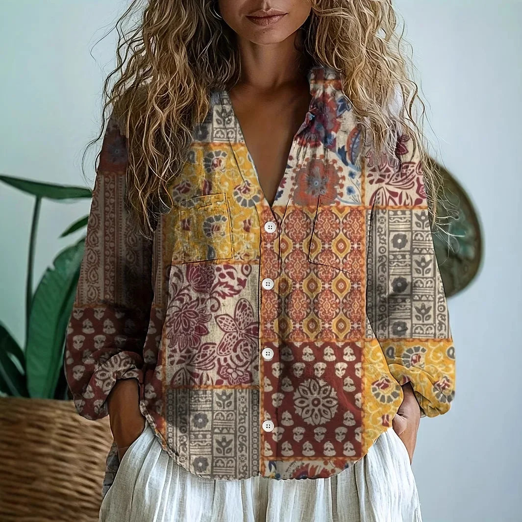 Amandine | Blouse en Lin à Imprimé Libellules