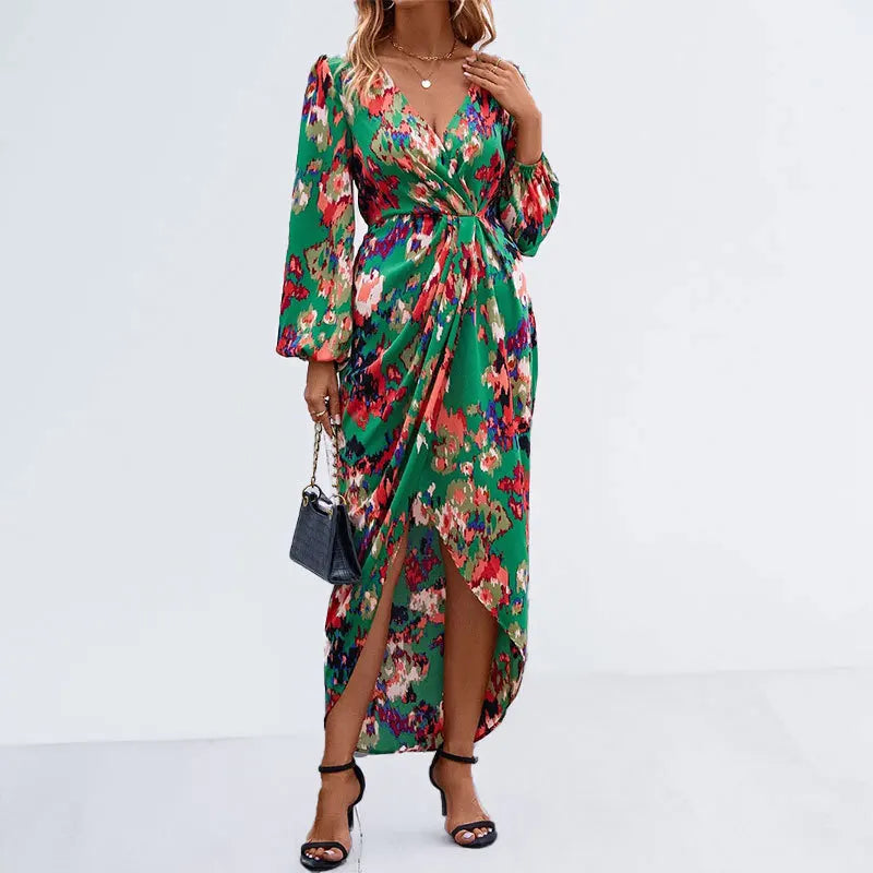 Mila | Robe Maxi Fleurie avec Taille Plissée