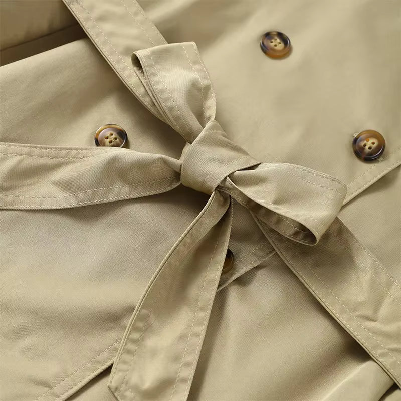 Augustine | Trench-Coat Court Ceinturé à Col Montant