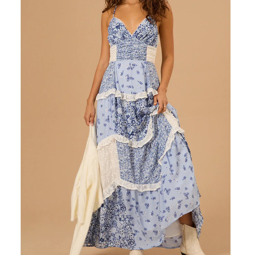 Judith | Robe Maxi Bohème à Imprimé Patchwork