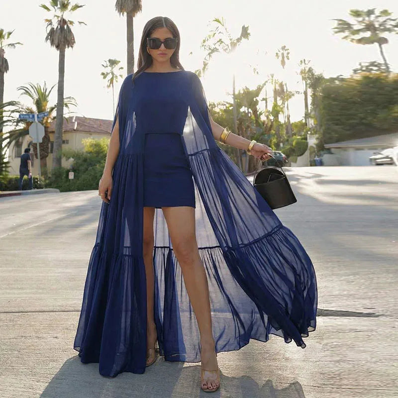 Jade | Robe Maxi avec Effet Cape