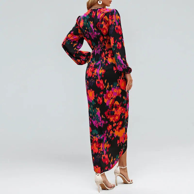 Mila | Robe Maxi Fleurie avec Taille Plissée