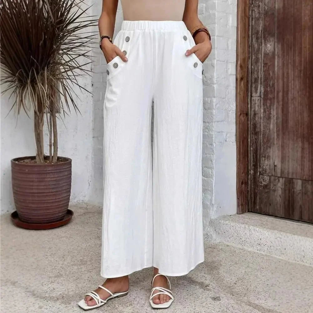 Renée | Pantalon Large à Taille Haute Élastique