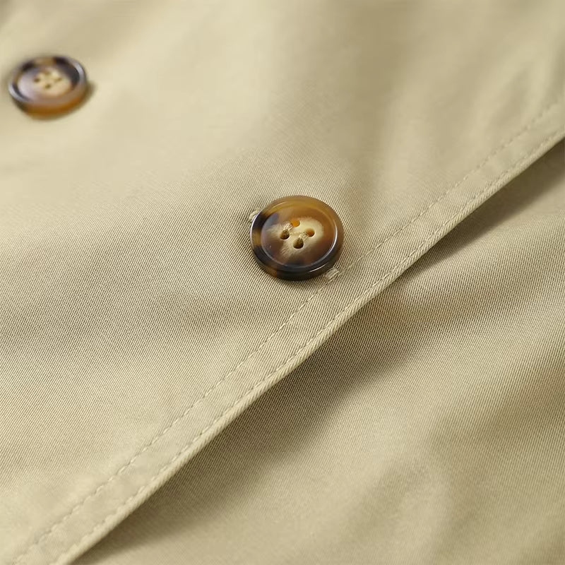 Augustine | Trench-Coat Court Ceinturé à Col Montant