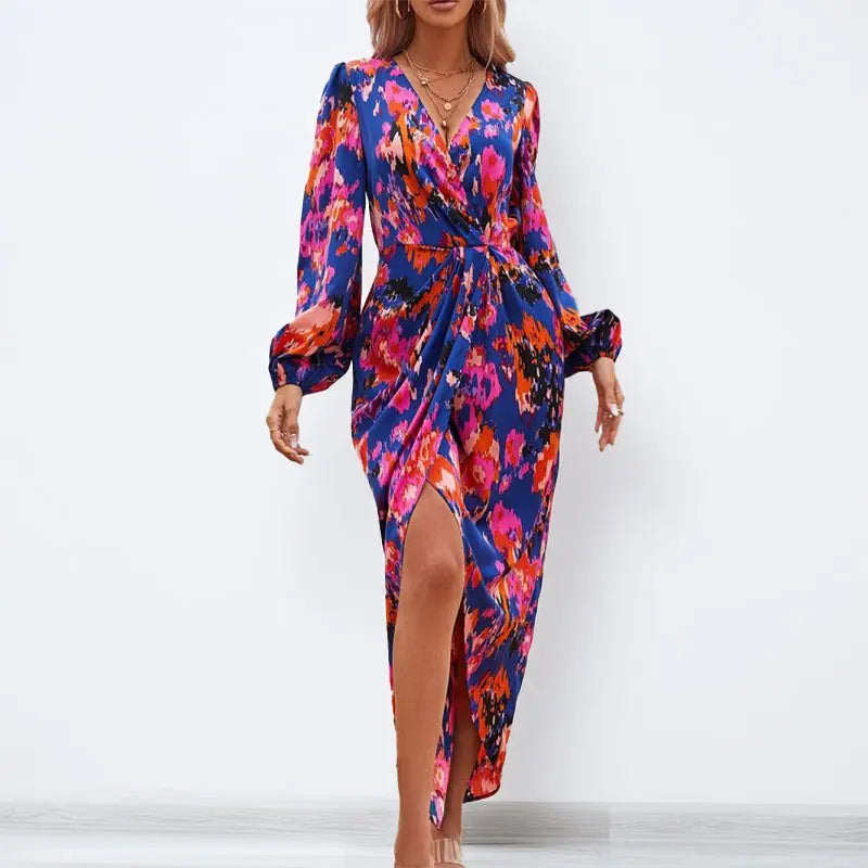 Mila | Robe Maxi Fleurie avec Taille Plissée
