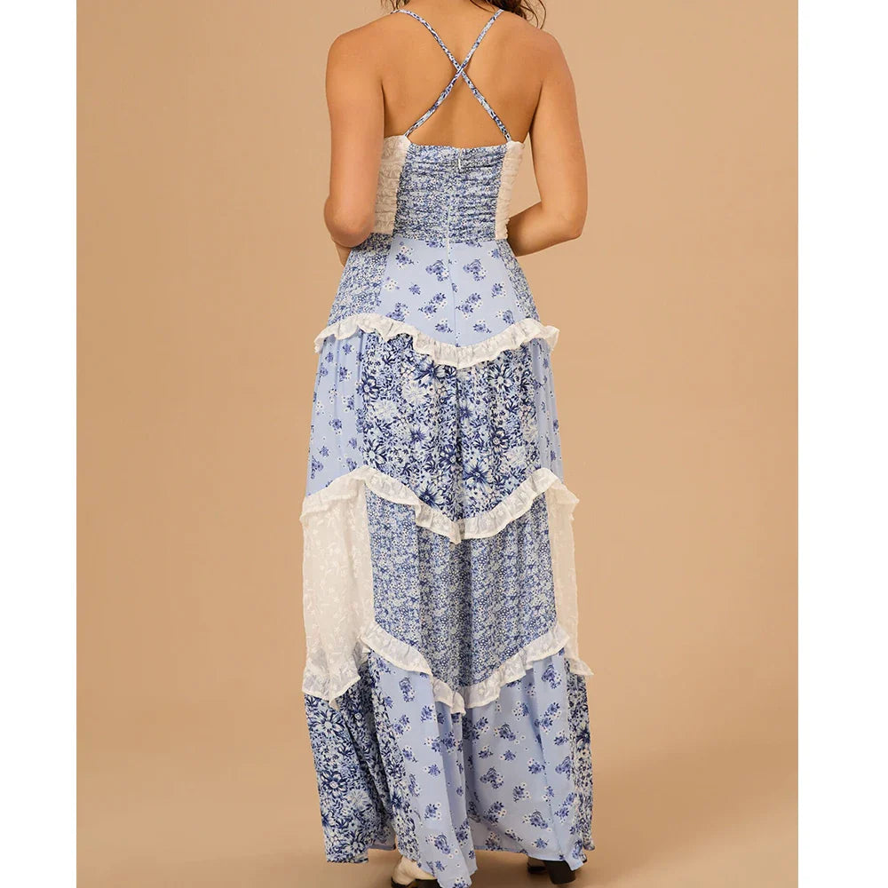 Judith | Robe Maxi Bohème à Imprimé Patchwork