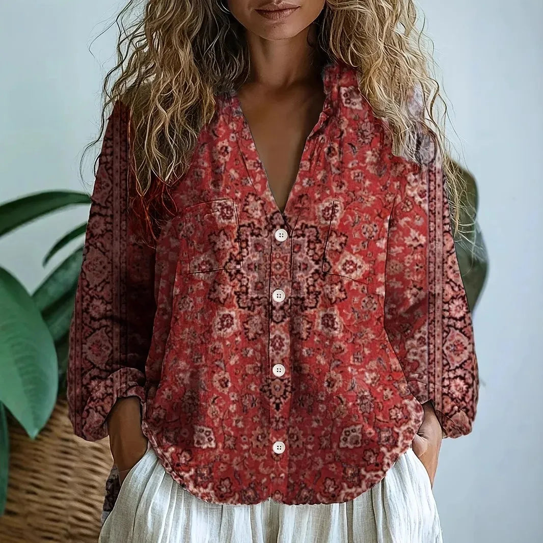 Amandine | Blouse en Lin à Imprimé Libellules
