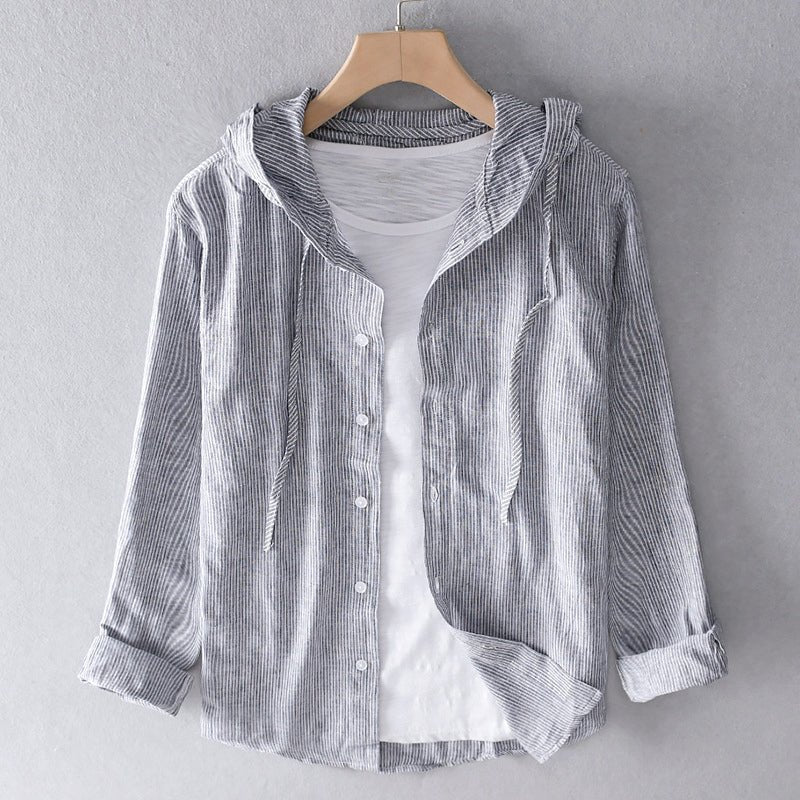 Tamika | Chemise Rayée à Capuche en Lin