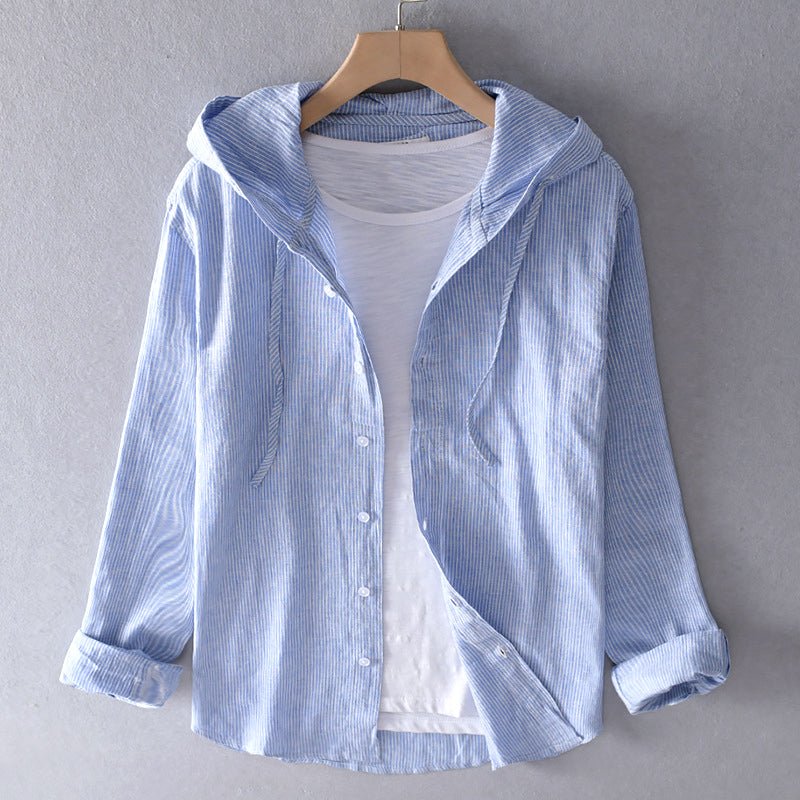 Tamika | Chemise Rayée à Capuche en Lin