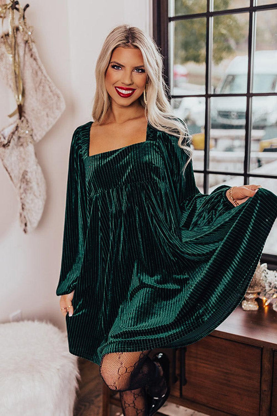 Clarisse | Robe Midi Vintage avec Manches Lantern
