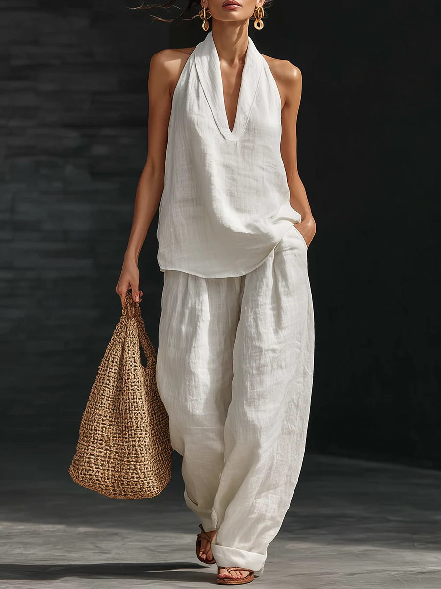 Flavie | Ensemble Sans Manches avec Pantalon Large