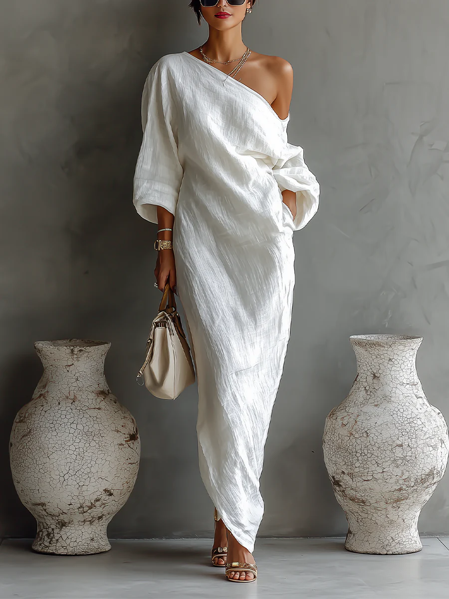 Larissa | Robe Maxi Asymétrique Élégante