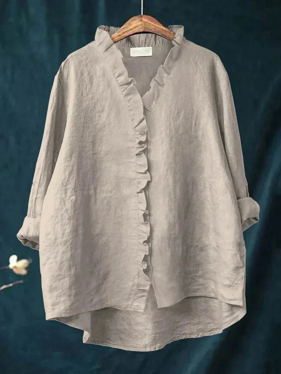 Sanela | Chemise en Coton et Lin à Volant