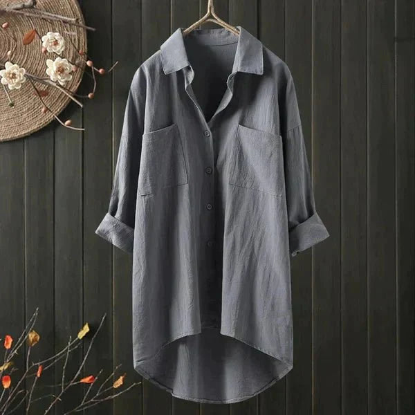 Claire | Chemise Longue en Lin à Poches Poitrine