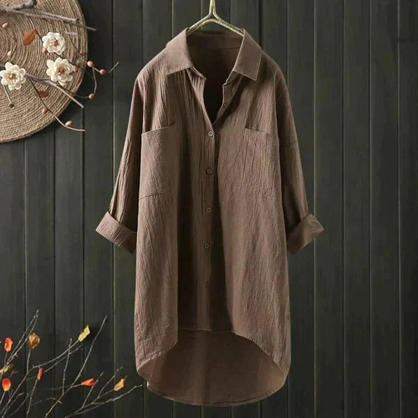 Claire | Chemise Longue en Lin à Poches Poitrine