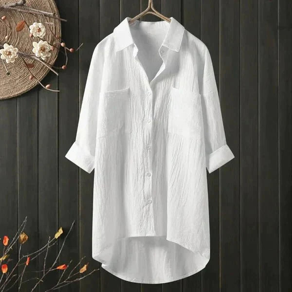 Claire | Chemise Longue en Lin à Poches Poitrine