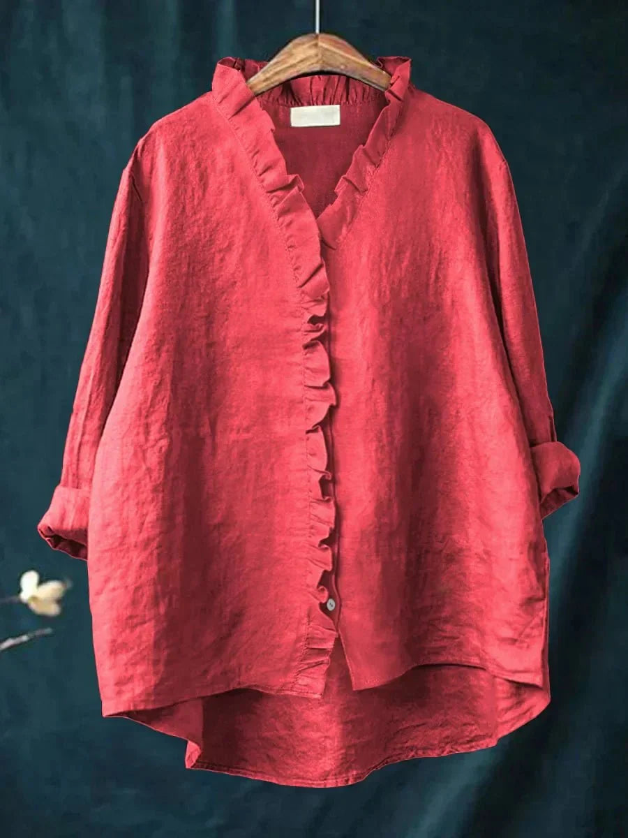 Sanela | Chemise en Coton et Lin à Volant