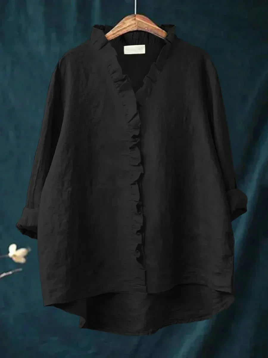Sanela | Chemise en Coton et Lin à Volant