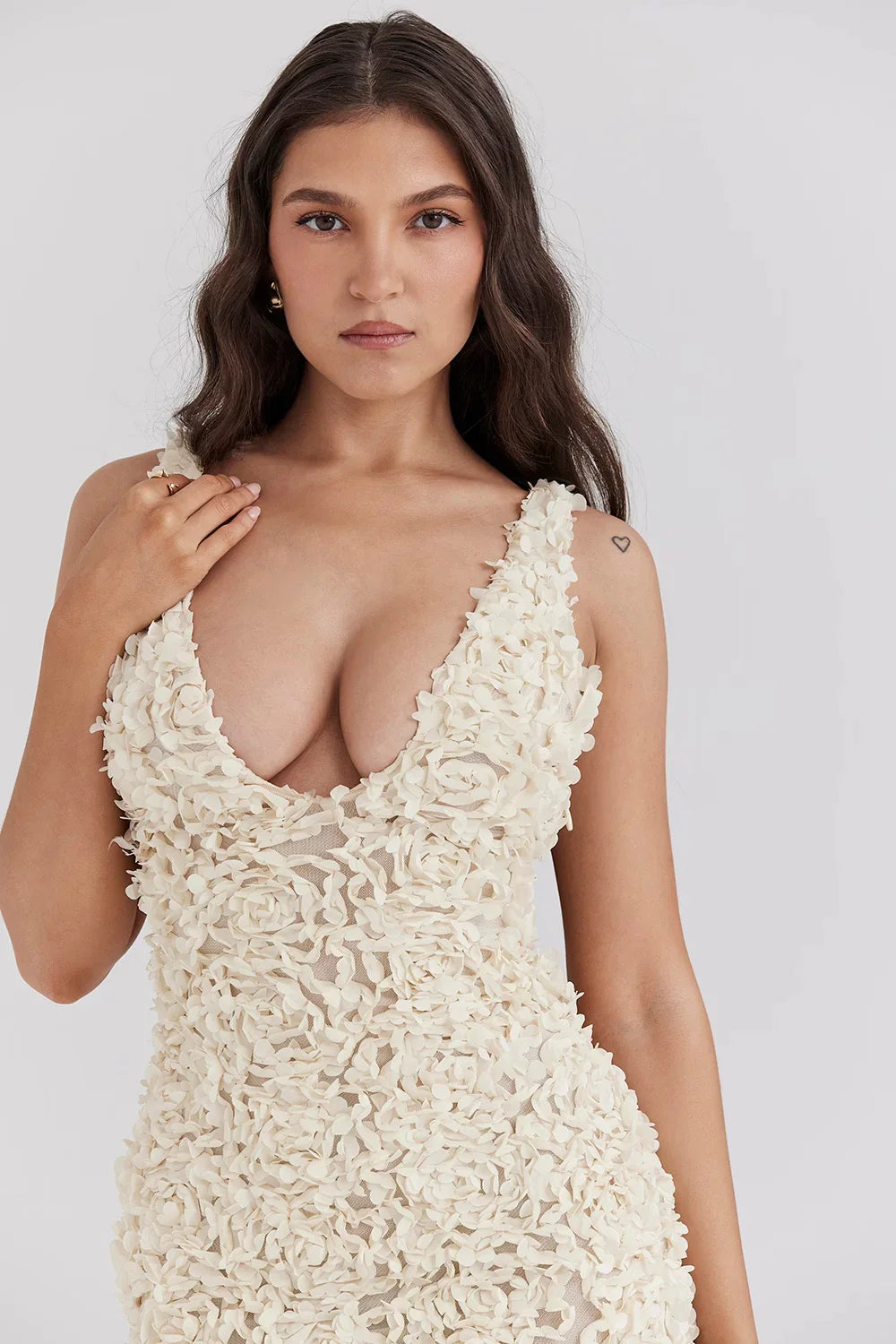 Océane | Robe Maxi Luxueuse avec Roses 3D