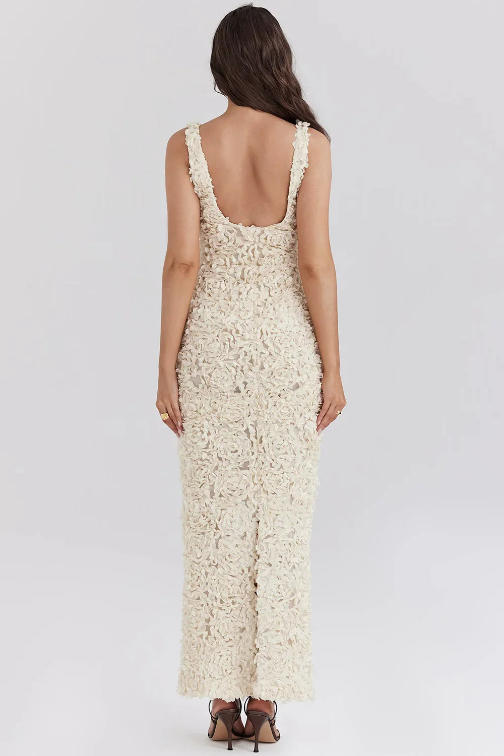 Océane | Robe Maxi Luxueuse avec Roses 3D