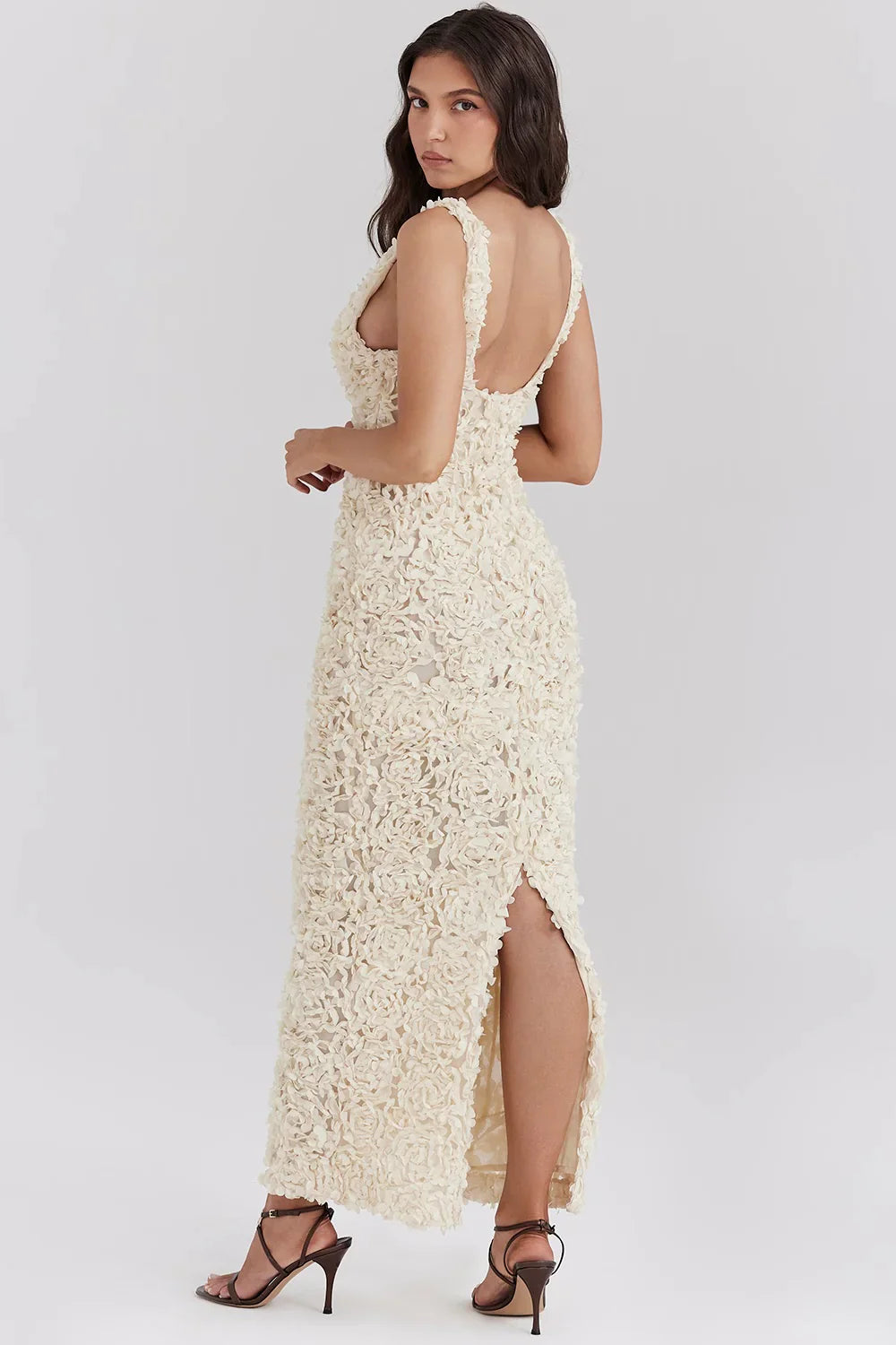 Océane | Robe Maxi Luxueuse avec Roses 3D
