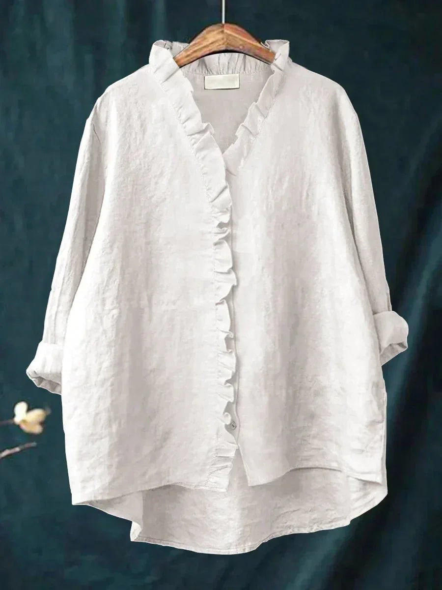 Sanela | Chemise en Coton et Lin à Volant