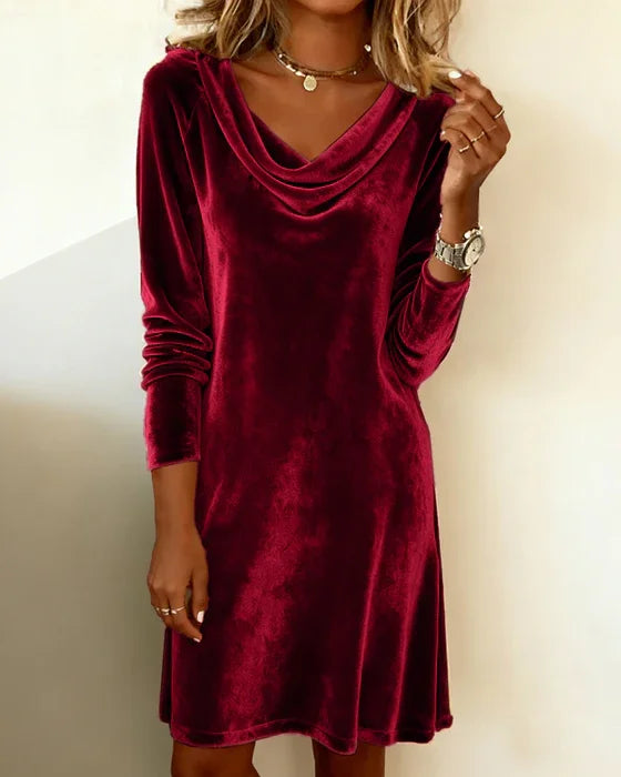 Gabrielle | Robe Fluide en Velours avec Drapé