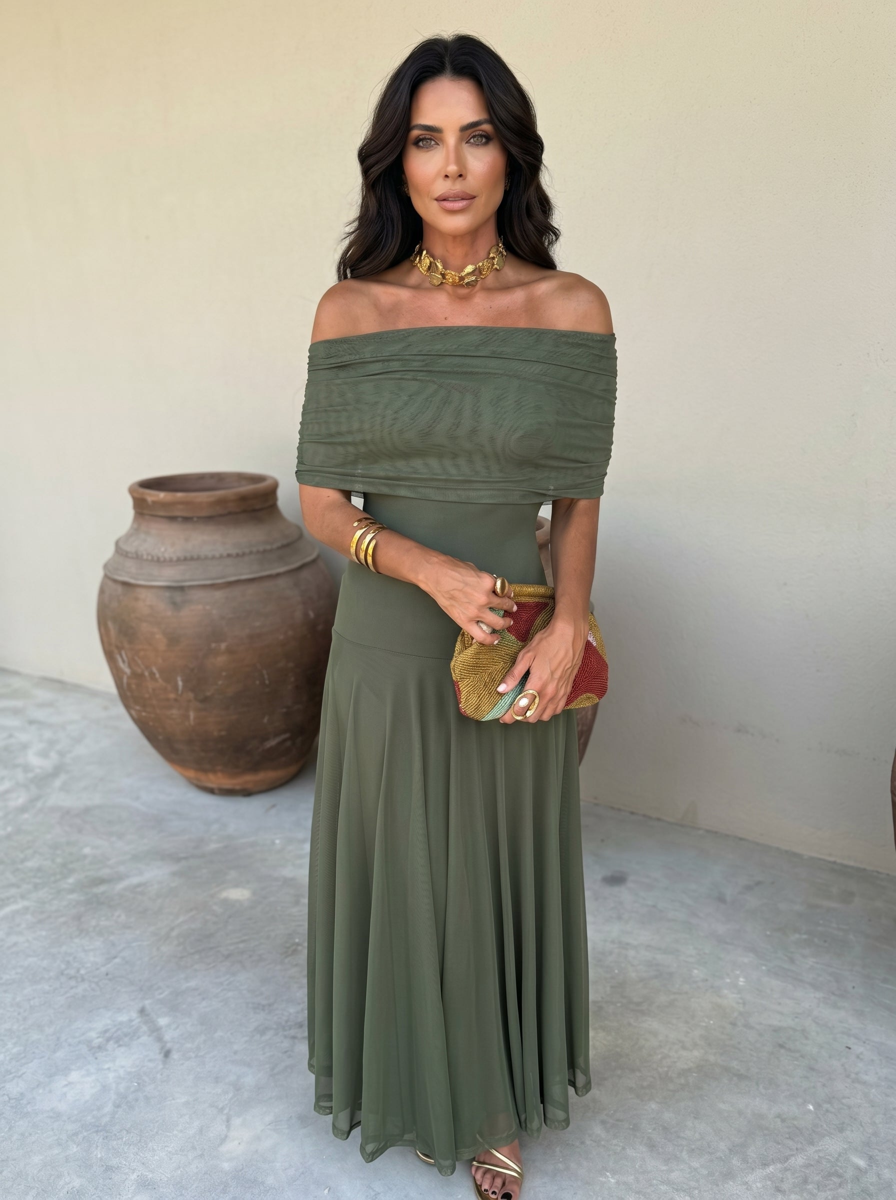 Renée | Robe Longue Bustier Drapée Unie